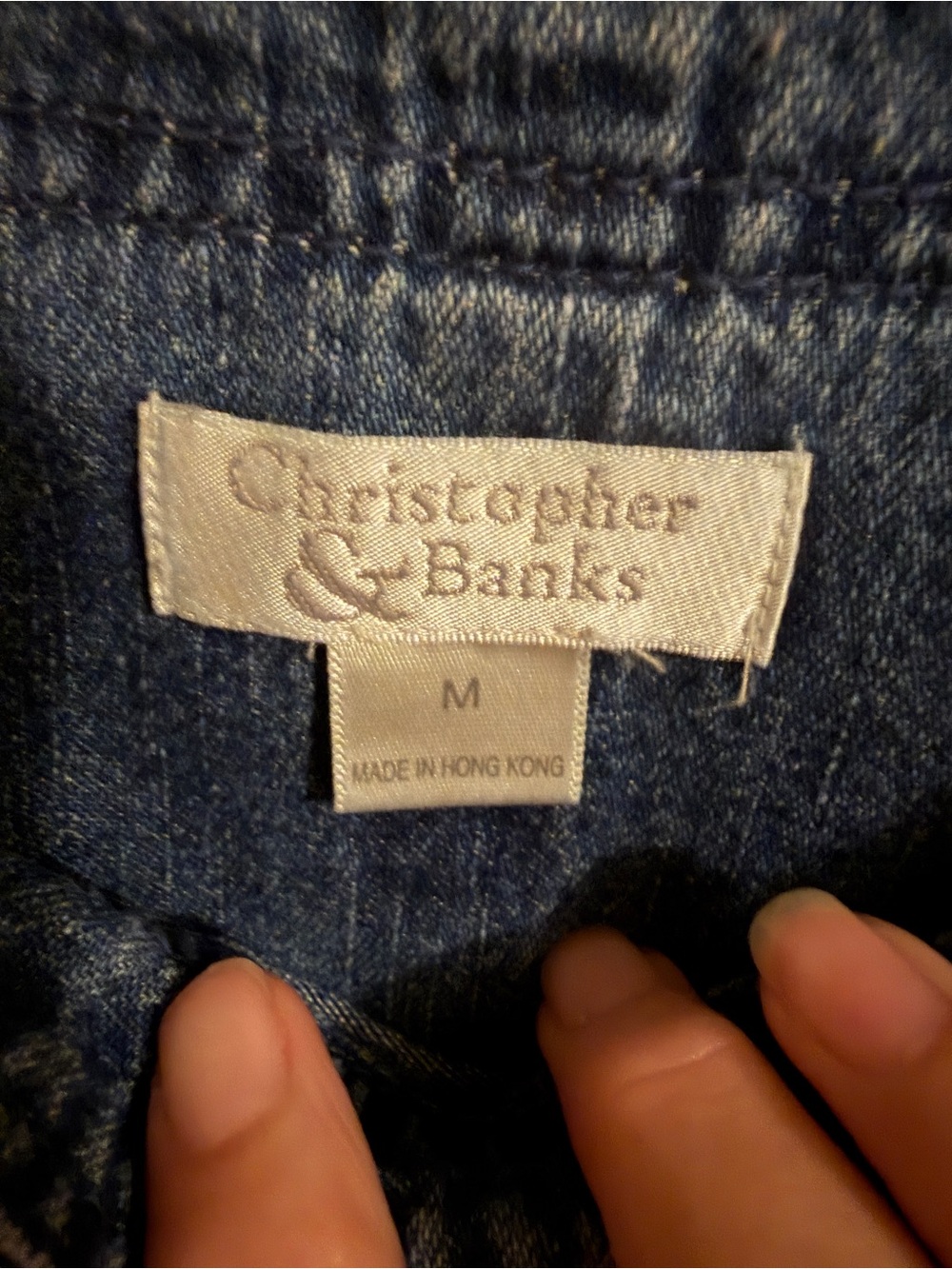 Christopher & Banks Vintage Fall Embroidered Denim Jumper Dress M - Picture 10 of 11
